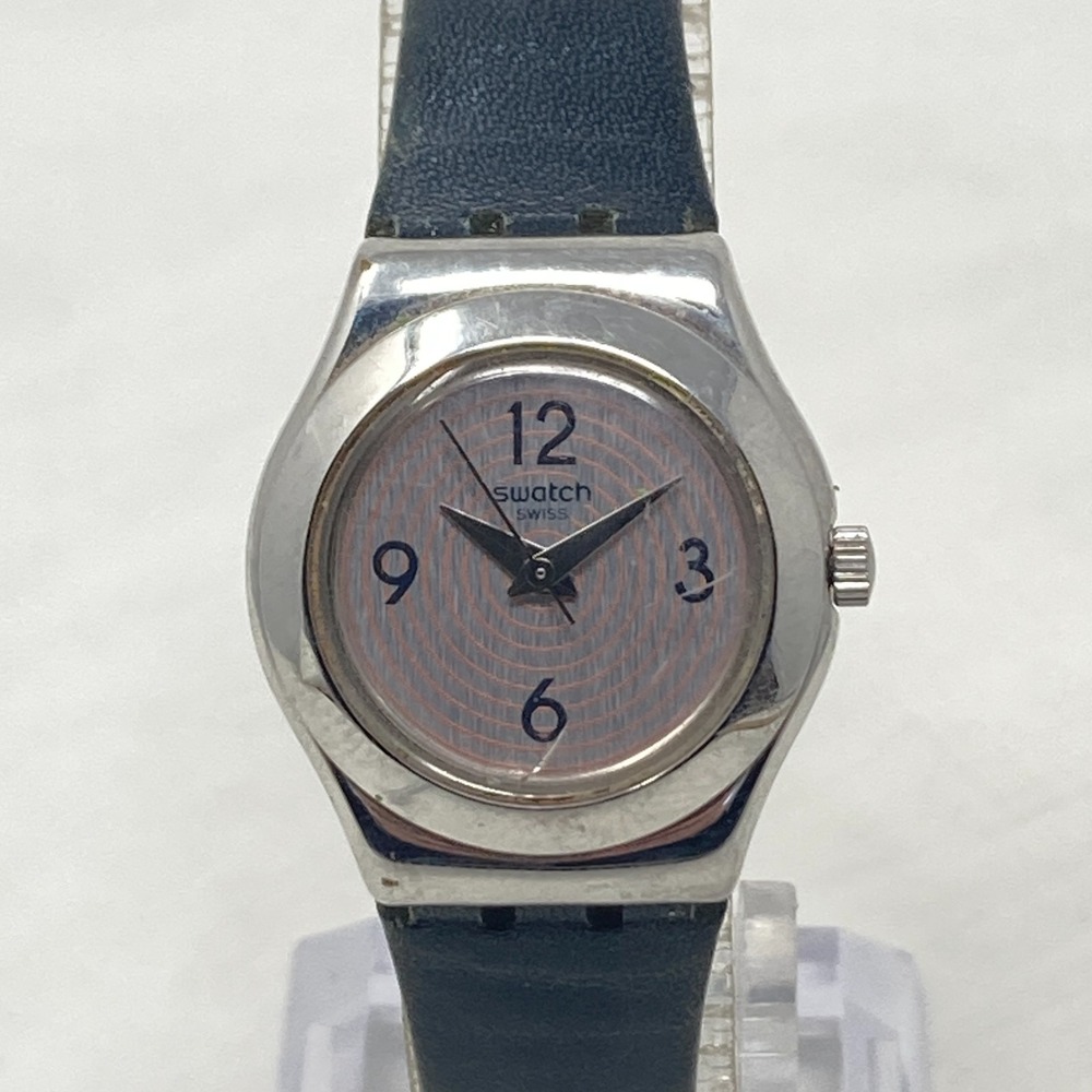 Swatch Aim At Me Womens Watch 24mm Silver Tone Black Swiss Made WR New Battery